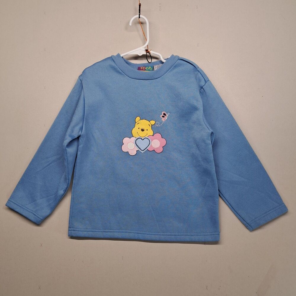 Vintage Disney Pooh Sweater 6 Months Sweatshirt Winnie Y2K Blue Embroidered